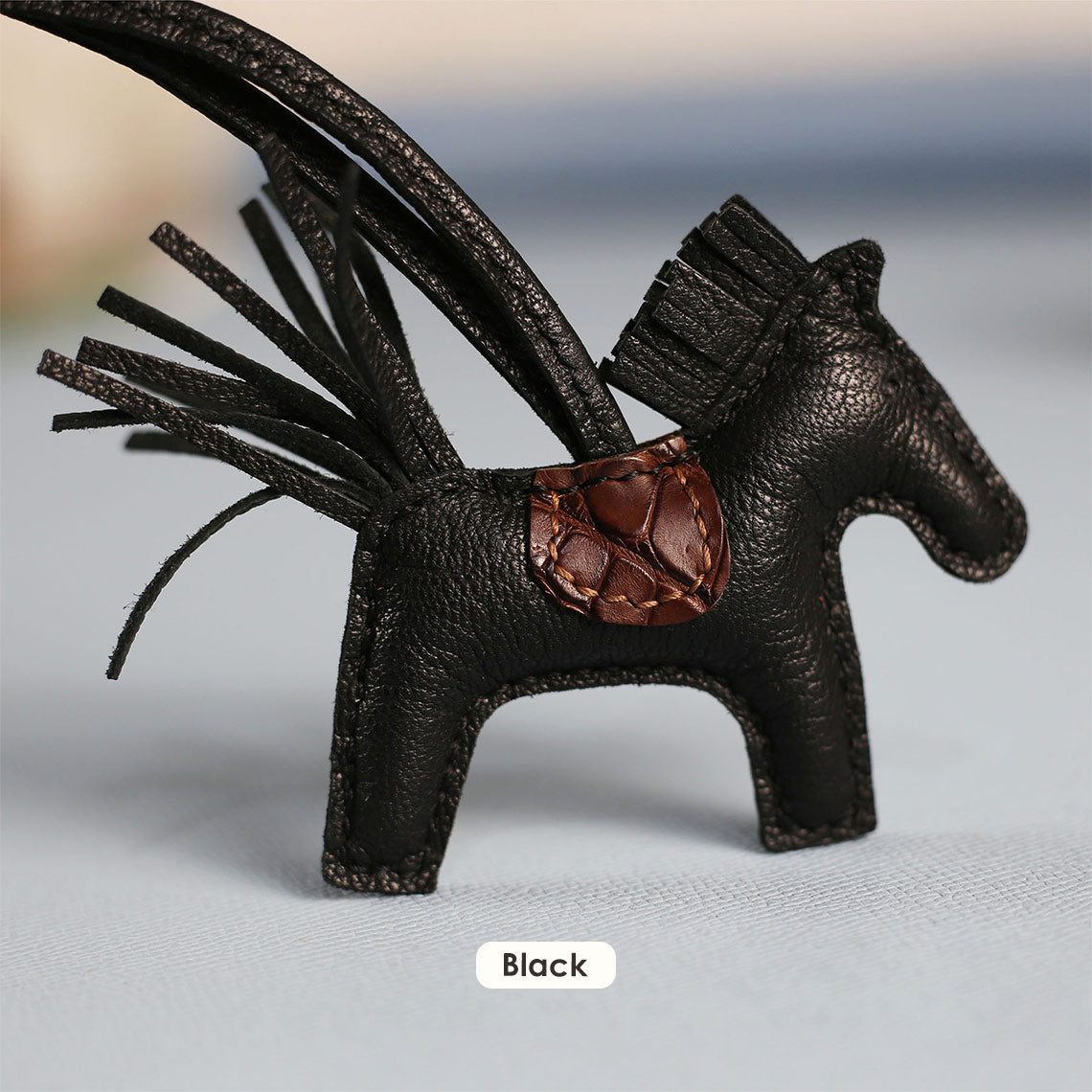 CUCUBIRD Sheep Leather Horse Bag Charm DIY Kit Black 
