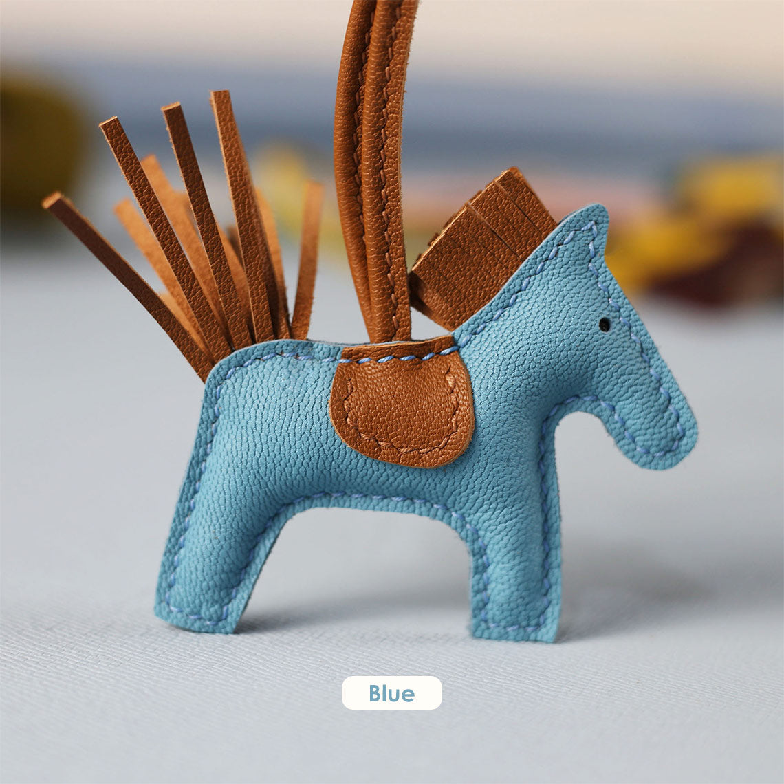 CUCUBIRD Sheep Leather Horse Bag Charm DIY Kit Blue 
