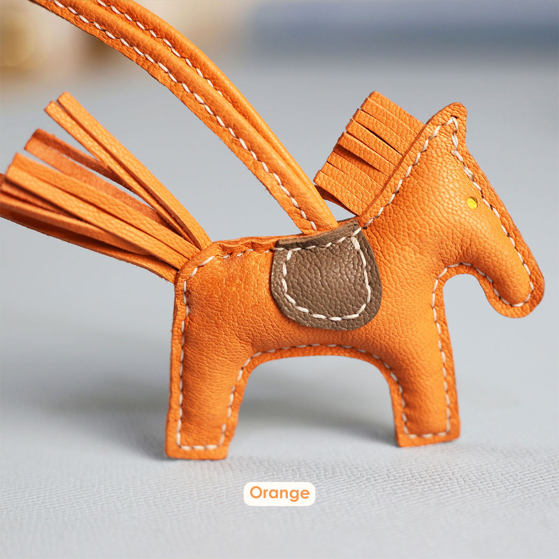 CUCUBIRD Sheep Leather Horse Bag Charm DIY Kit Orange 