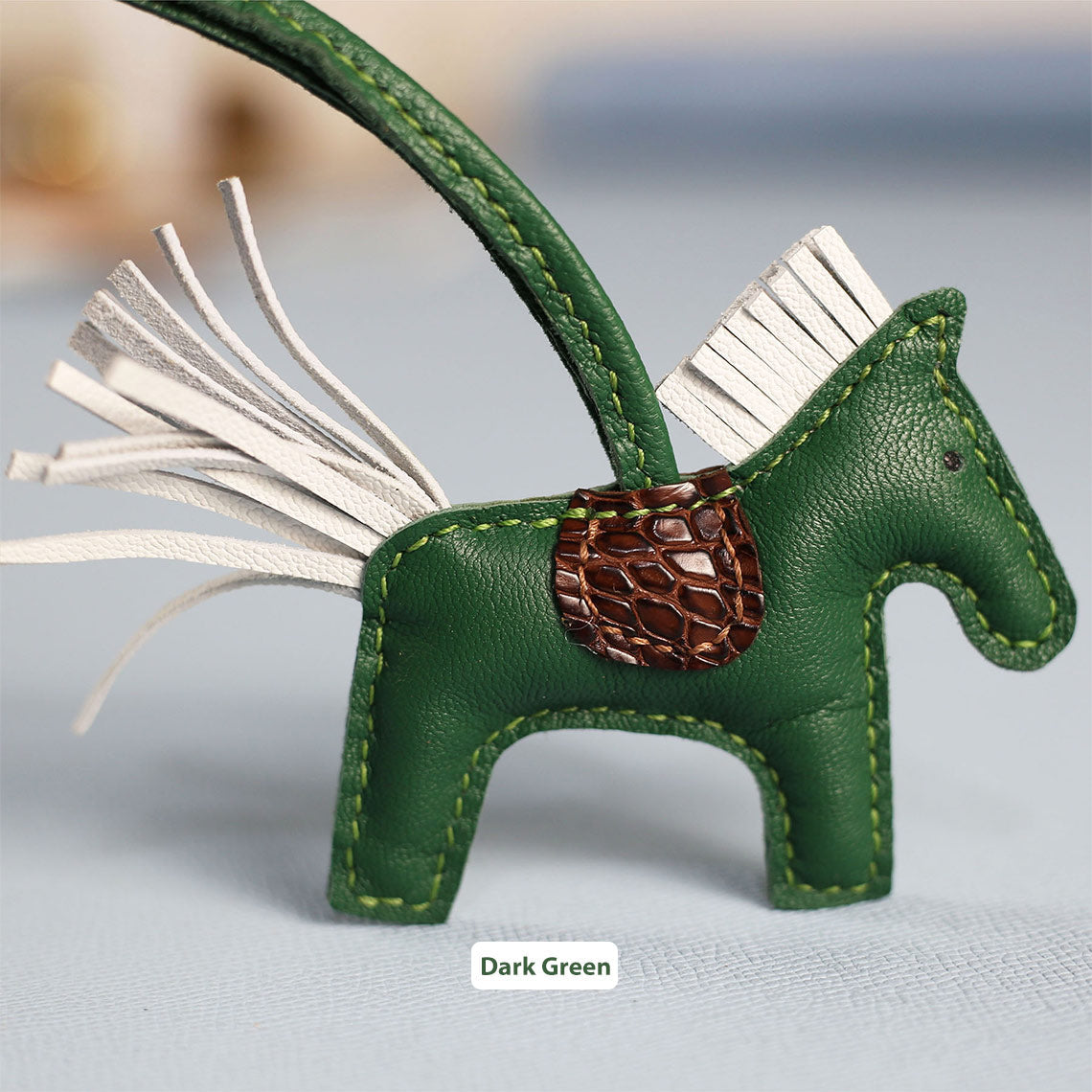 CUCUBIRD Sheep Leather Horse Bag Charm DIY Kit Dark Green 