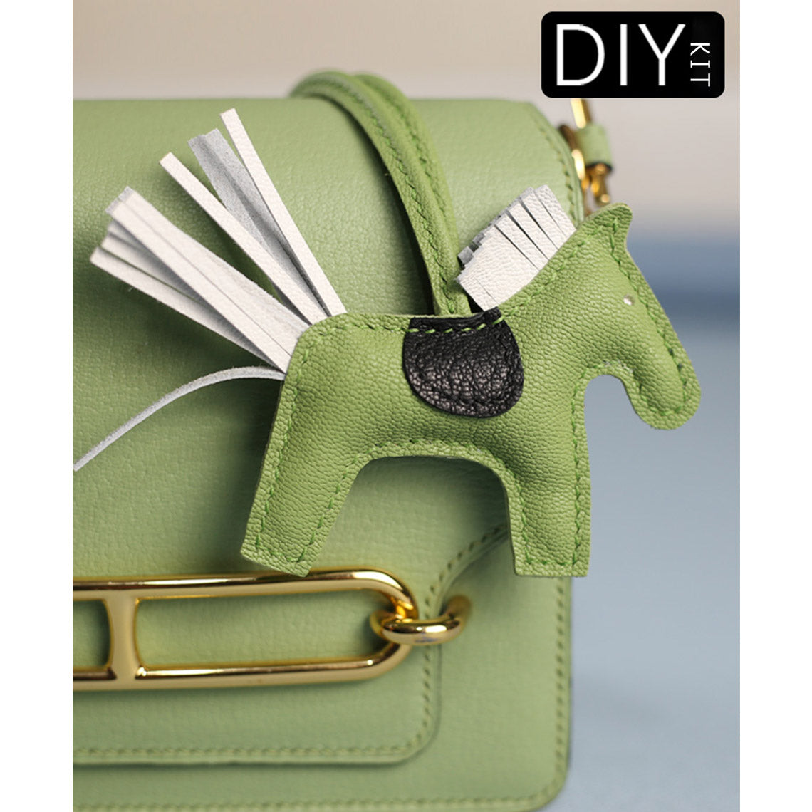 CUCUBIRD Sheep Leather Horse Bag Charm DIY Kit Green 