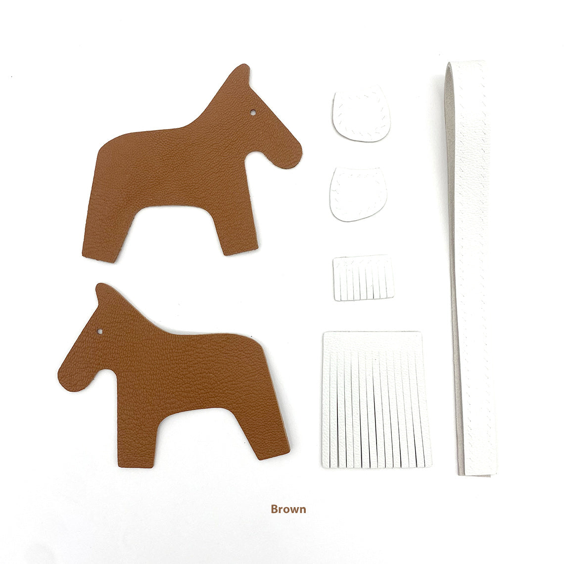 CUCUBIRD Sheep Leather Horse Bag Charm DIY Kit Brown 