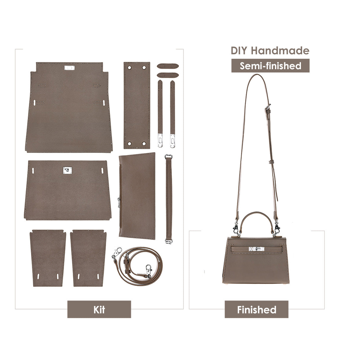 Top Grain Leather Inspired Sellier Kylie Bag DIY Kit - CUCUBIRD