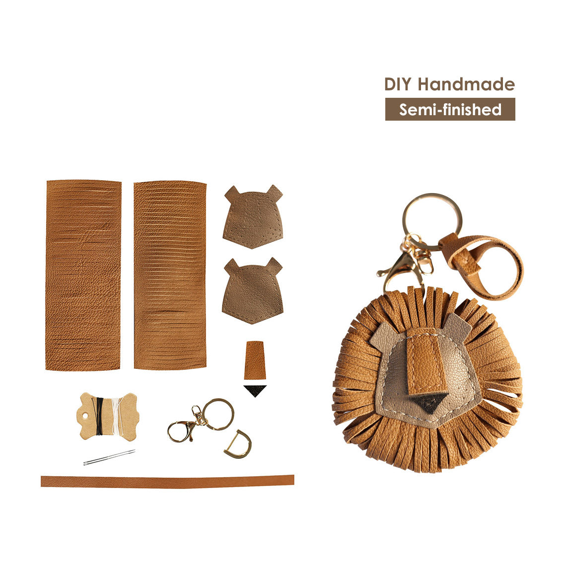CUCUBIRD Sheep Leather Leo Lion Keychain DIY Kit  