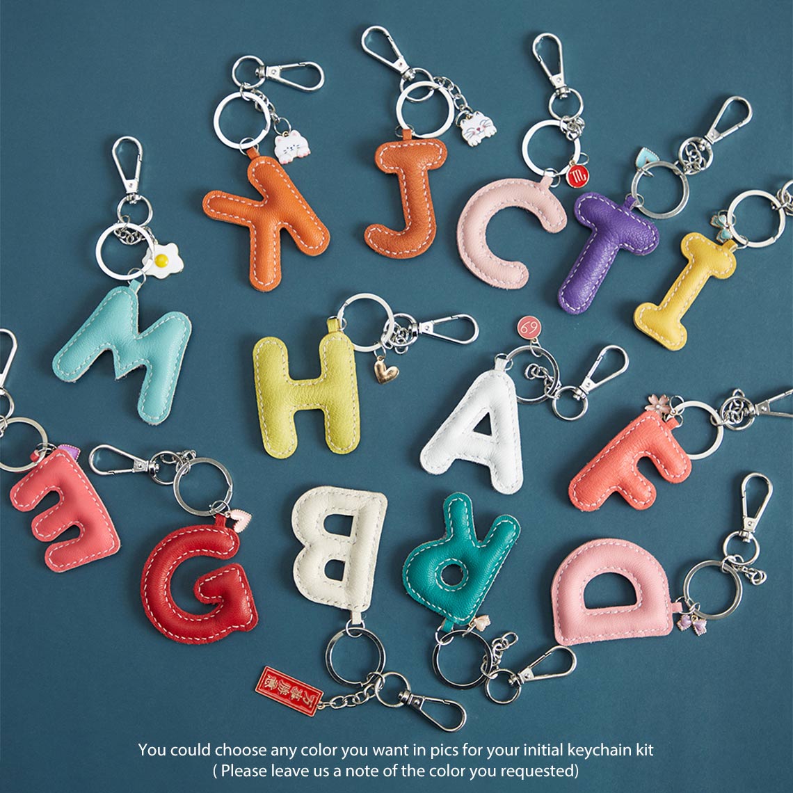 CUCUBIRD Sheep Leather Initials Keychain DIY Kit T 