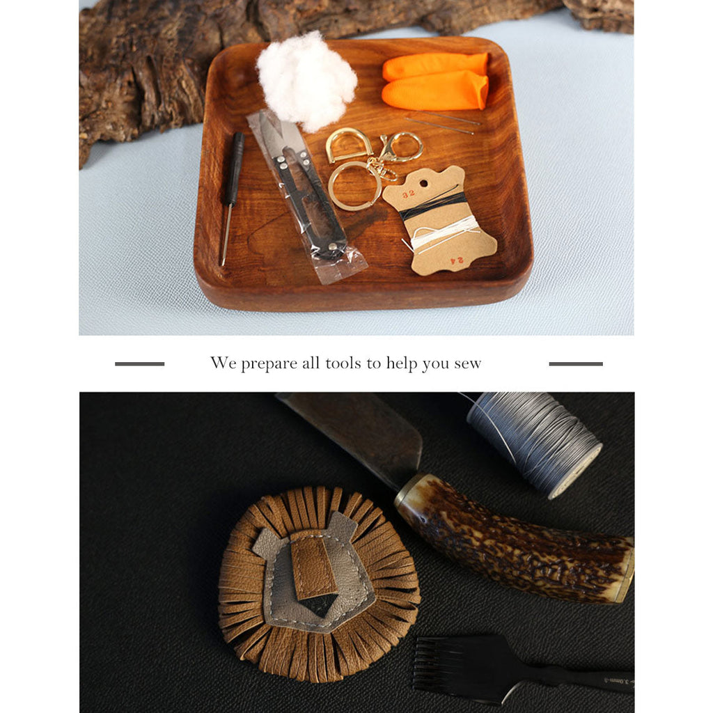 CUCUBIRD Sheep Leather Leo Lion Keychain DIY Kit  