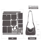 CUCUBIRD Top Grain Leather Fashion Lindi Handbag DIY Kit Grey - Large 