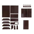 CUCUBIRD Full Grain Leather Long Bifold Wallet DIY Kit Dark Brown 