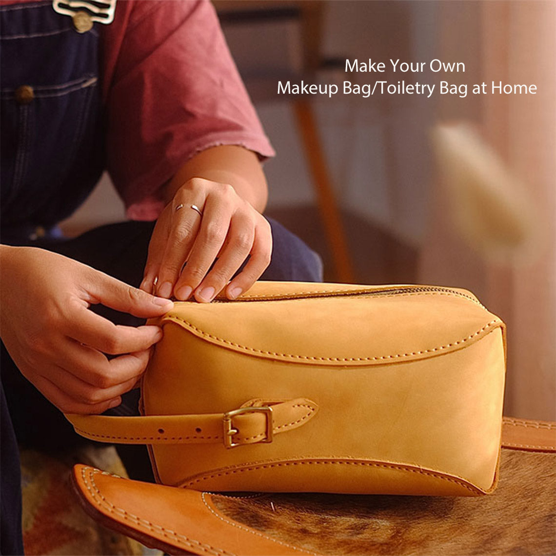 CUCUBIRD Nubuck Leather Makeup Bag & Toiletry Bag DIY Kit  