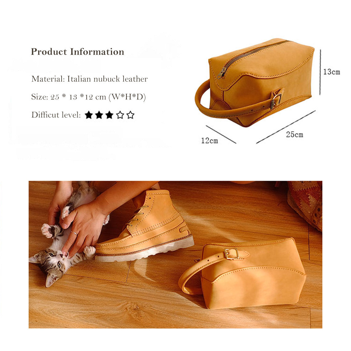 CUCUBIRD Nubuck Leather Makeup Bag & Toiletry Bag DIY Kit  