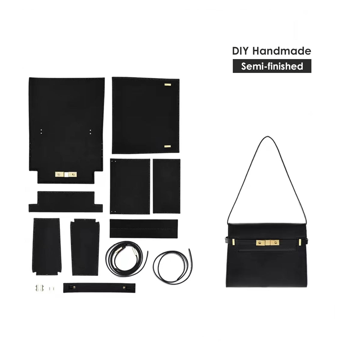 CUCUBIRD Leather City Crossbody Bag DIY Kit Black 