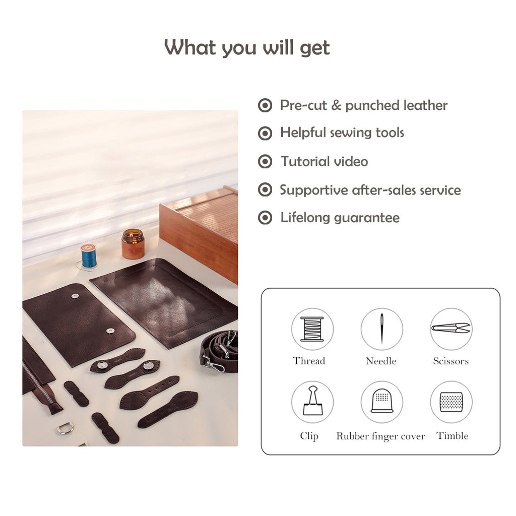 CUCUBIRD Leather Men Messenger Satchel Bag DIY Kit  