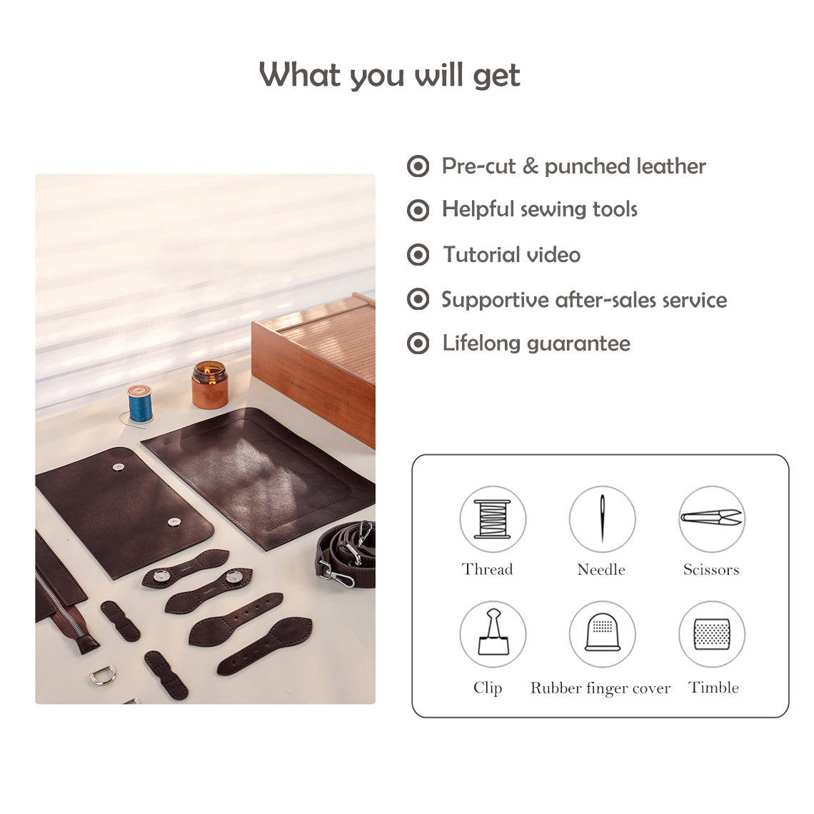 CUCUBIRD Leather Men Messenger Satchel Bag DIY Kit  