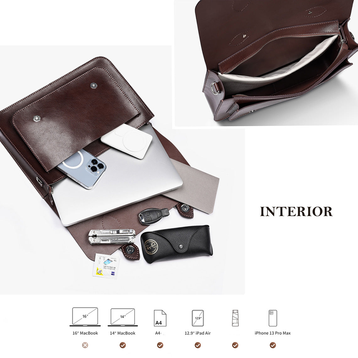 Leather Men Messenger Satchel Bag DIY Kit - CUCUBIRD