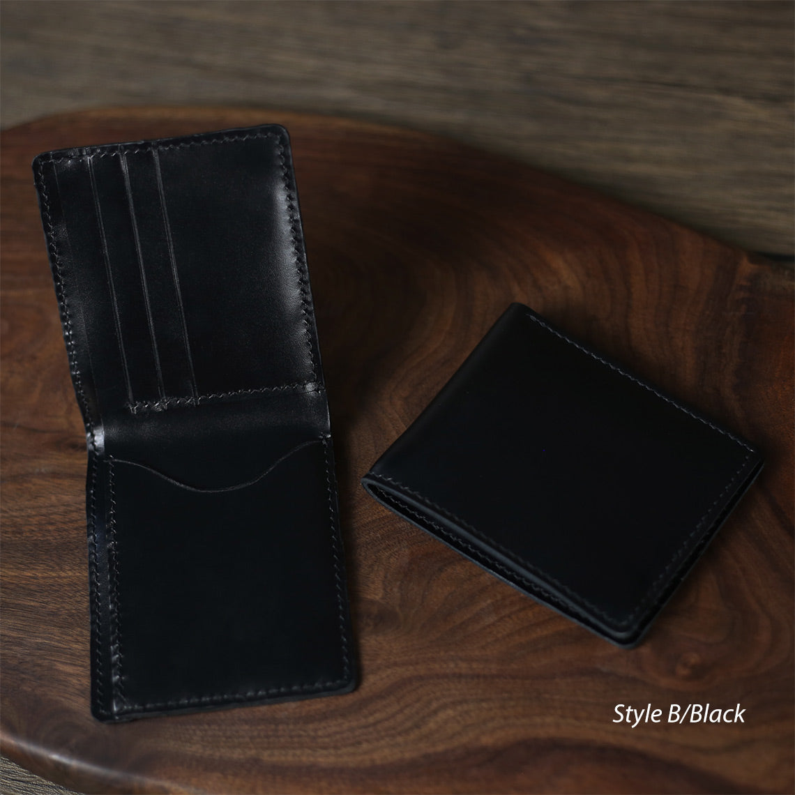 CUCUBIRD Full Grain Leather Slim Wallet DIY Kit B / Black 