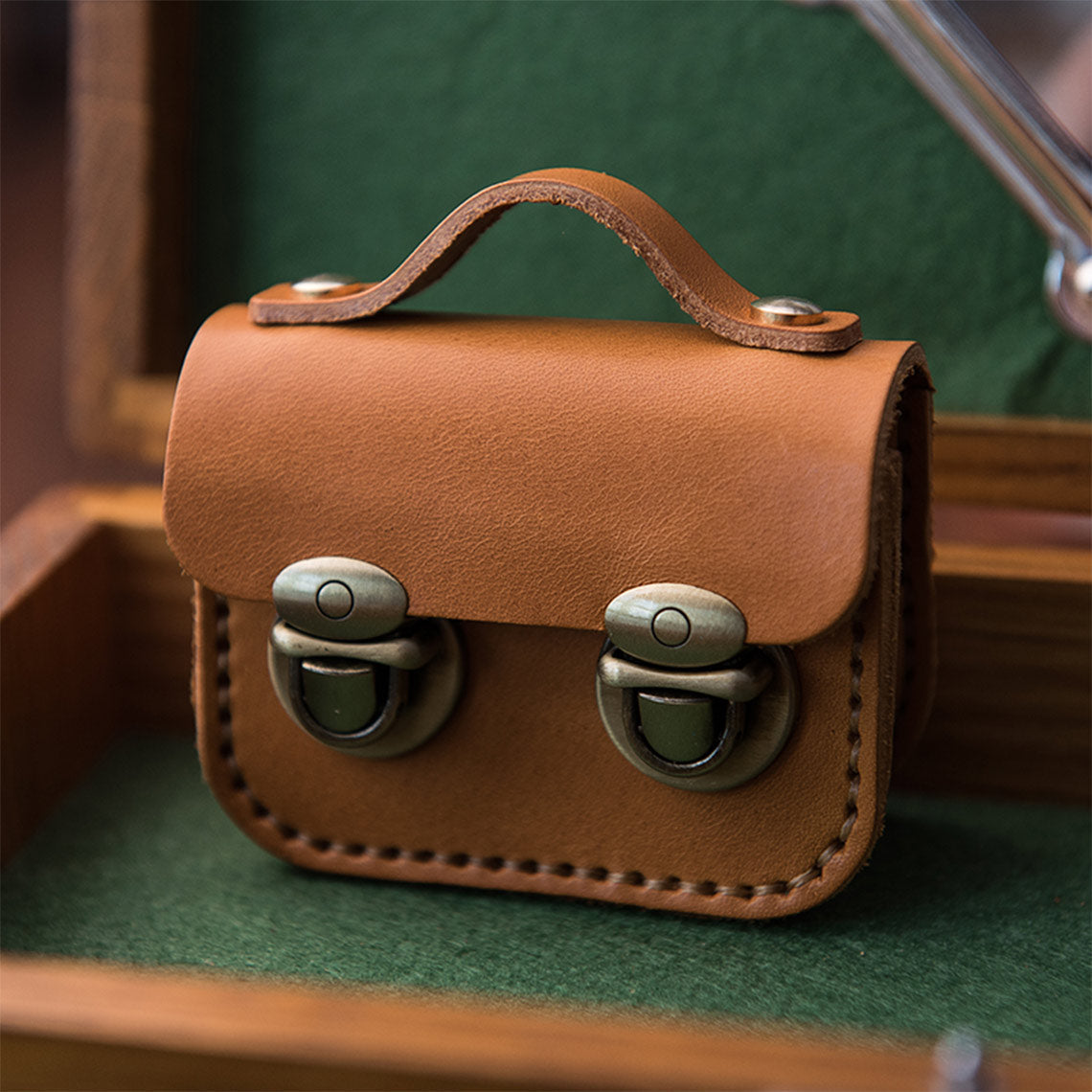 CUCUBIRD Full Grain Leather Mini Satchel DIY Kit Vegetable Tanned / English Tan 