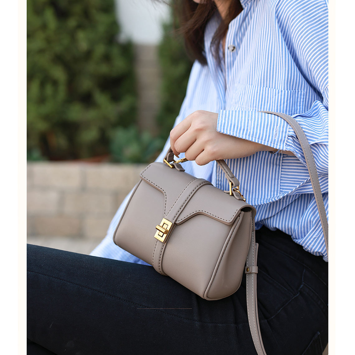 CUCUBIRD Leather Top Handle Mini Tote Bag DIY Kit Grey 