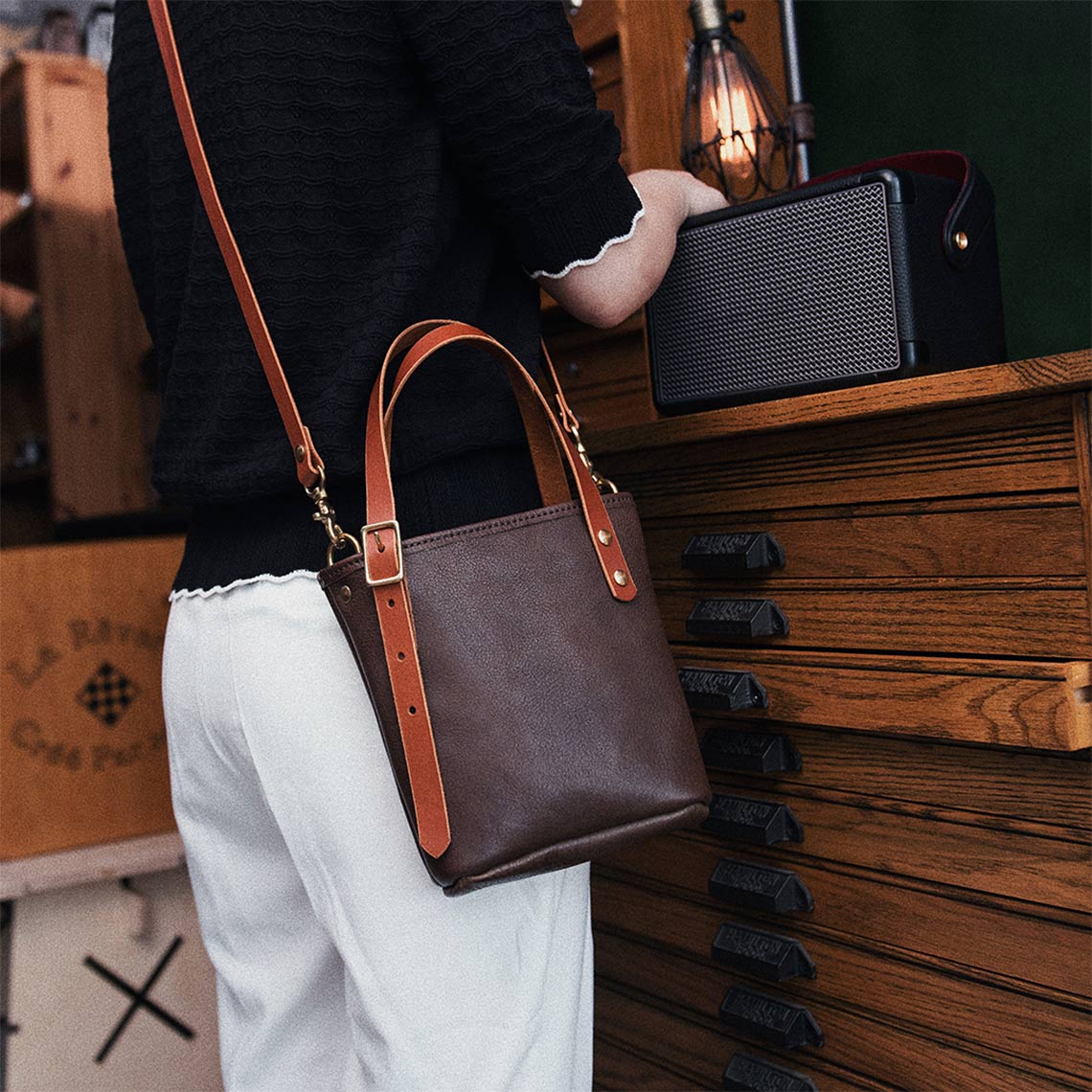 CUCUBIRD Full Grain Leather Mini Tote Bag DIY Kit  