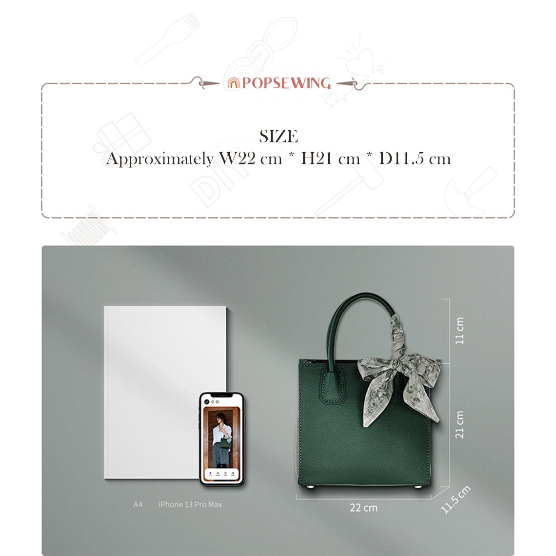 CUCUBIRD Top Grain Leather Mini Tote Handbag DIY Kit  