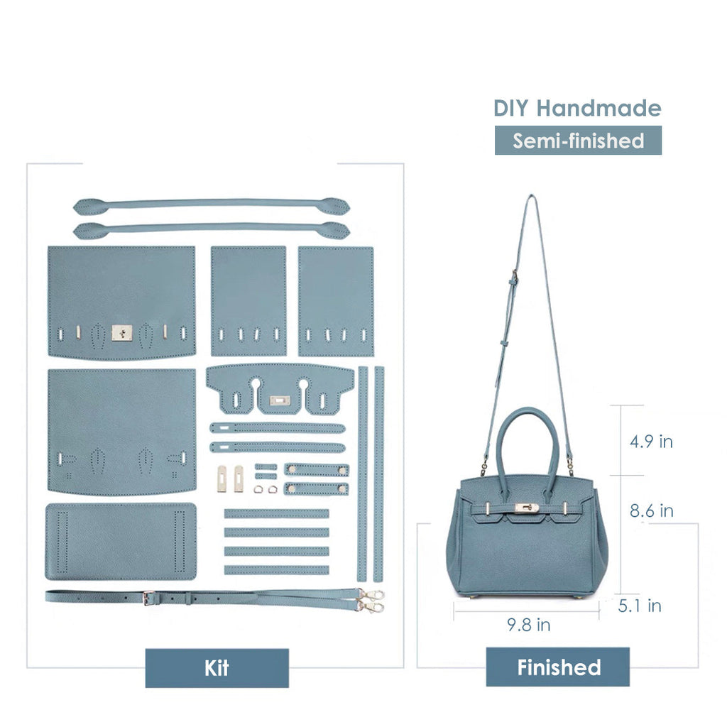 CUCUBIRD Top Grain Leather Platinum Bag DIY Kit Blue - Large 