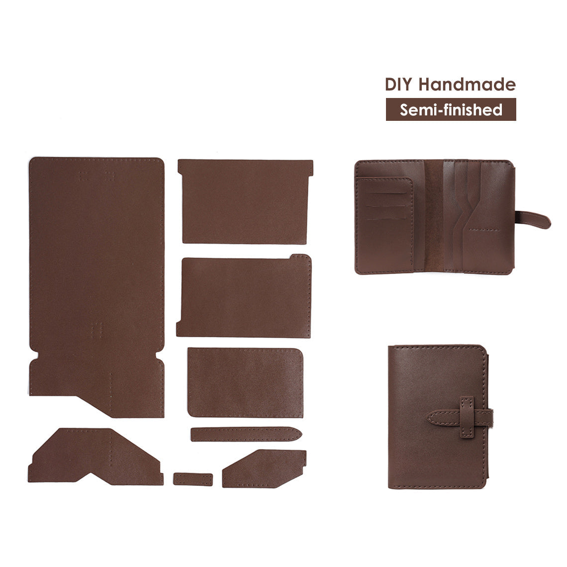 CUCUBIRD Leather Passport Wallet DIY Kit Dark Brown 