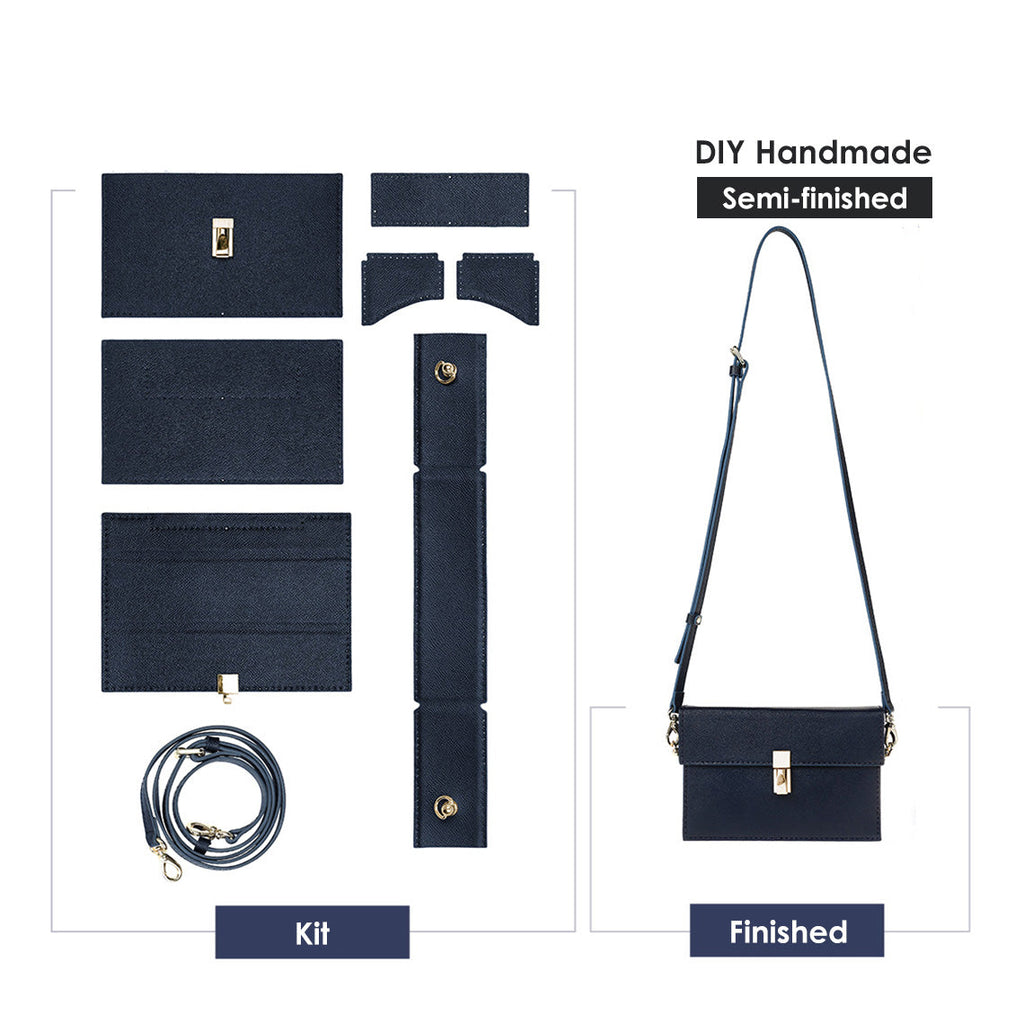 CUCUBIRD Leather Box Phone Bag DIY Kit Navy Blue 