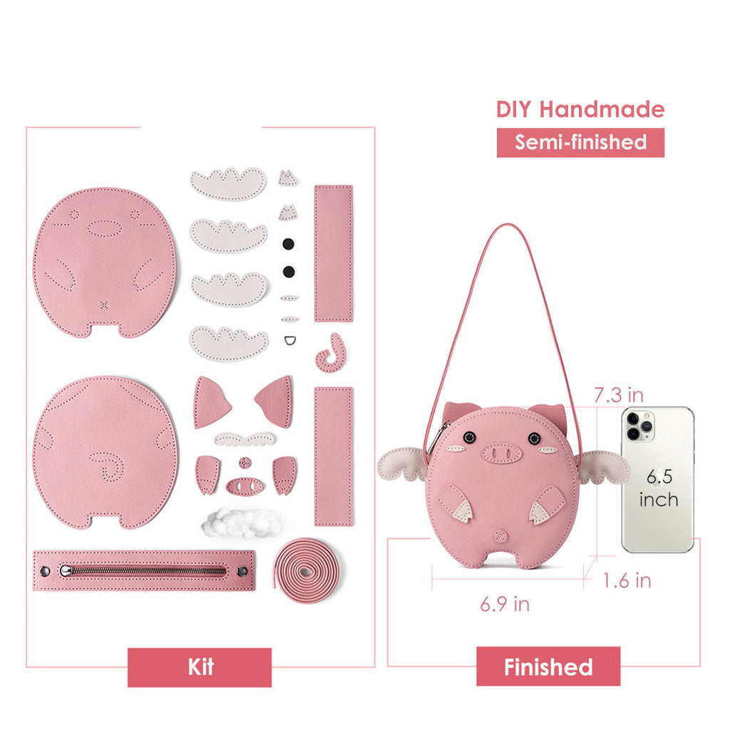 CUCUBIRD Leather Crossing Flying Pig Bag DIY Kit Pink / Small 
