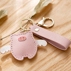 CUCUBIRD Top Grain Leather Flying Pig Keychain DIY Kit  