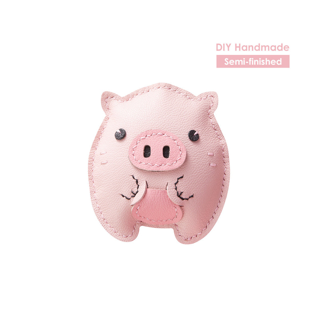CUCUBIRD Sheep Leather Pink Piggy Keychain DIY Kit A 