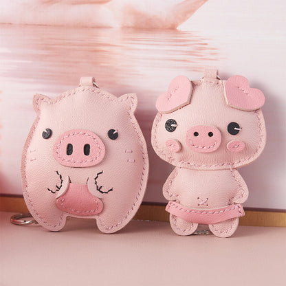 Sheep Leather Pink Piggy Keychain DIY Kit - CUCUBIRD