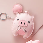 CUCUBIRD Sheep Leather Pink Piggy Keychain DIY Kit  