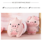 CUCUBIRD Sheep Leather Pink Piggy Keychain DIY Kit  
