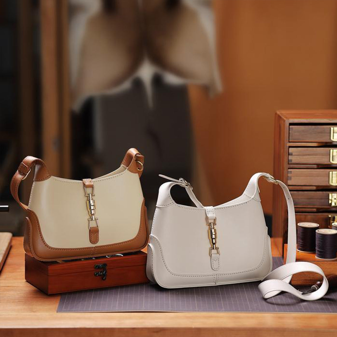 CUCUBIRD Leather Jackie Shoulder Bag DIY Kit White 