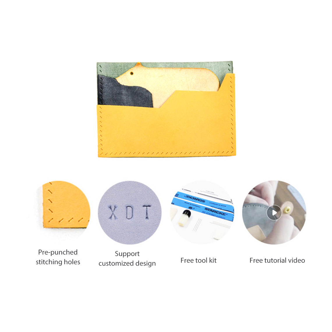 CUCUBIRD Top Grain Leather Polar Bear Card Holder DIY Kit  