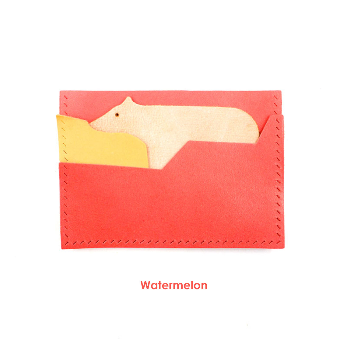 CUCUBIRD Top Grain Leather Polar Bear Card Holder DIY Kit Watermelon - Cowhide 