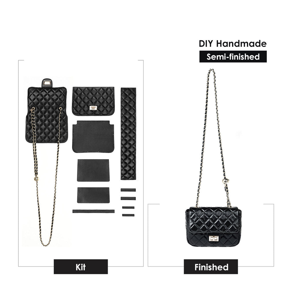 CUCUBIRD Top Grain Leather Small Quilted Chain Bag DIY Kit  