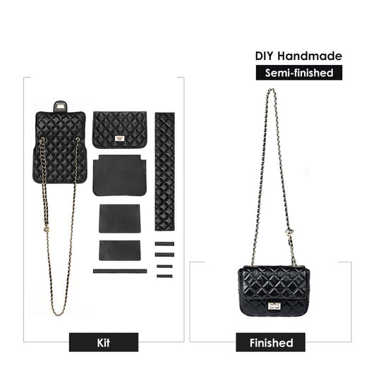 Top Grain Leather Small Quilted Chain Bag DIY Kit - CUCUBIRD