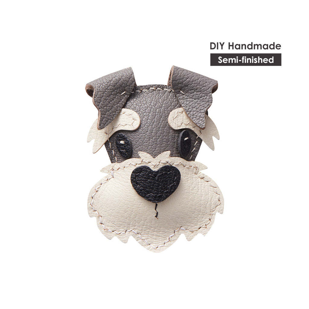 CUCUBIRD Sheep Leather Schnauzer Keychain Charm DIY Kit  