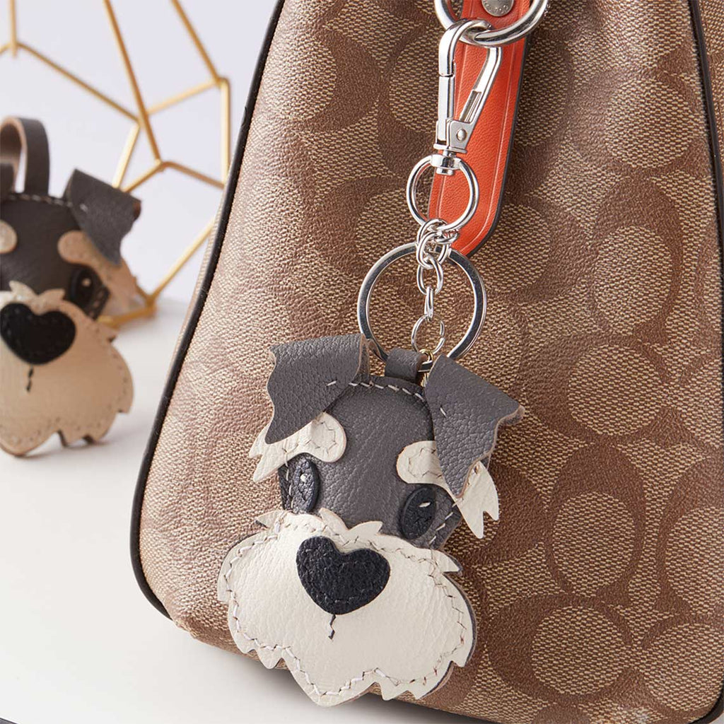 CUCUBIRD Sheep Leather Schnauzer Keychain Charm DIY Kit  