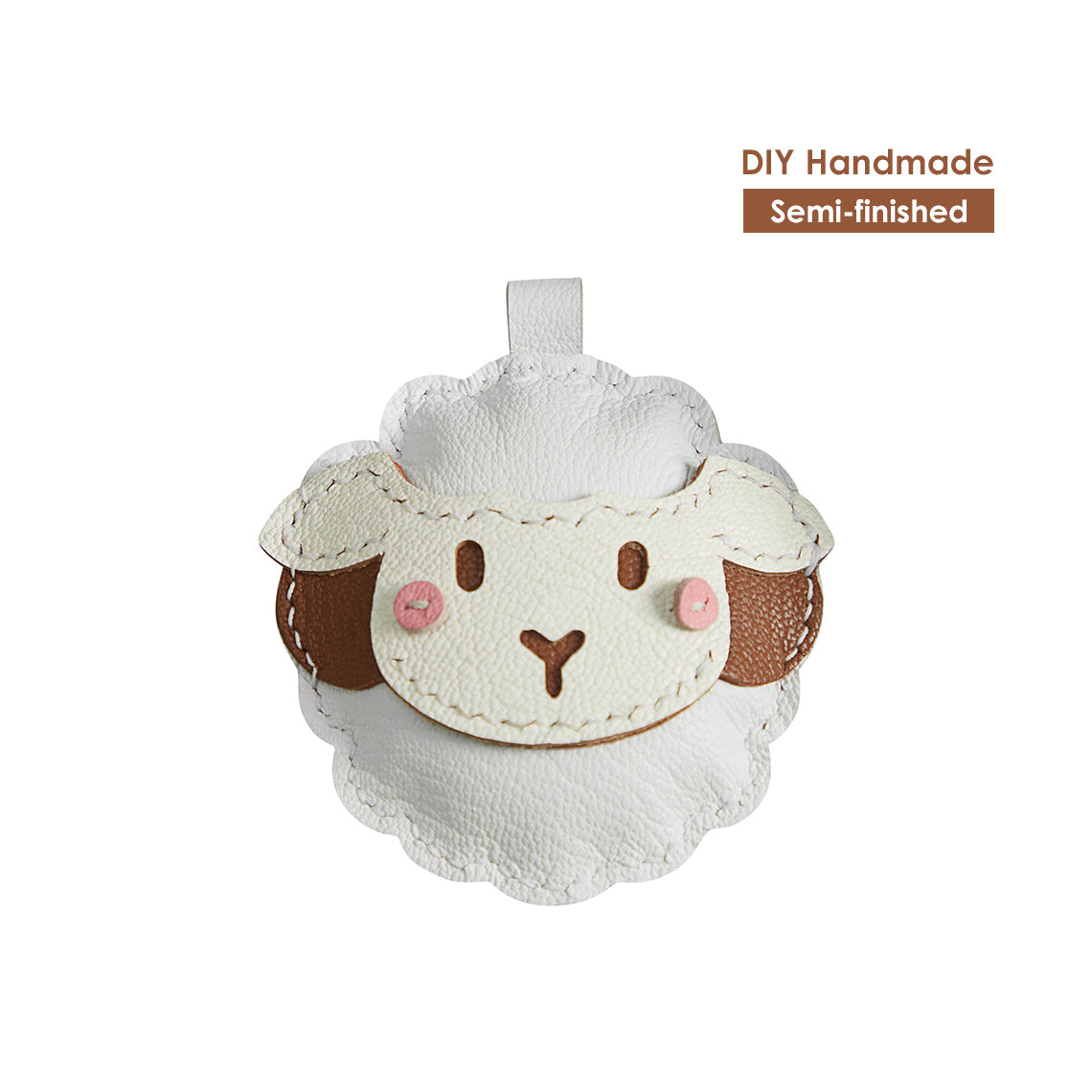 CUCUBIRD Sheep Leather Sheep Keychain DIY Kit Brown 