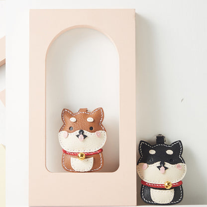 Sheep Leather Shiba Inu Dog Keychain DIY Kit - CUCUBIRD