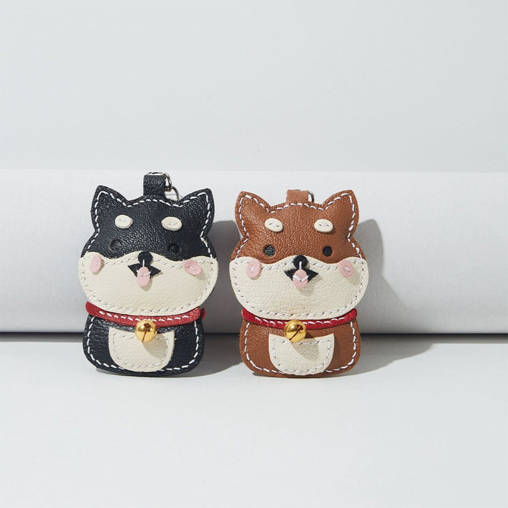 CUCUBIRD Sheep Leather Shiba Inu Dog Keychain DIY Kit  