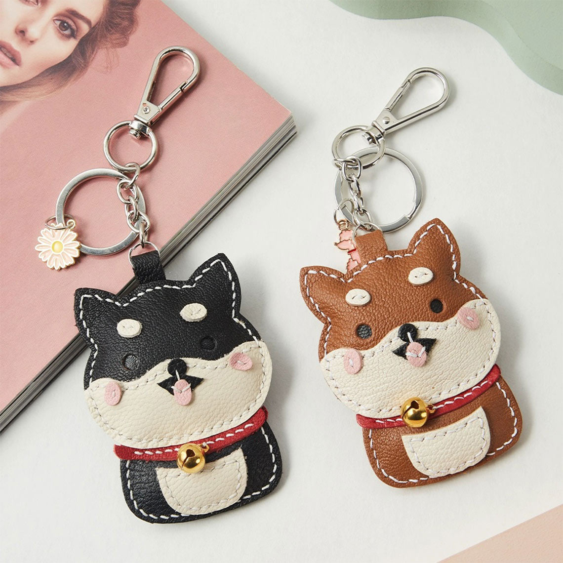 Sheep Leather Shiba Inu Dog Keychain DIY Kit - CUCUBIRD