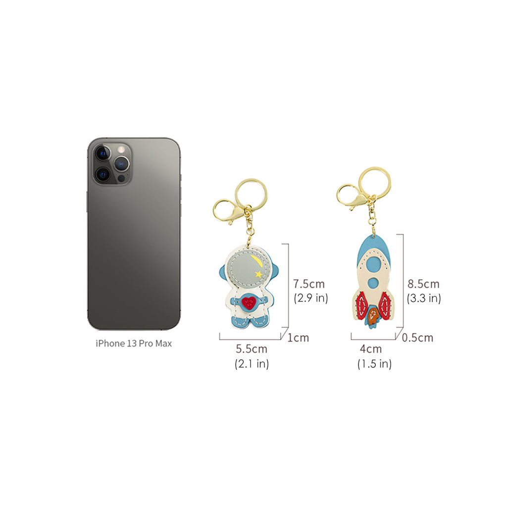 CUCUBIRD Leather Spacemen & Spaceship Keychain DIY Kit  