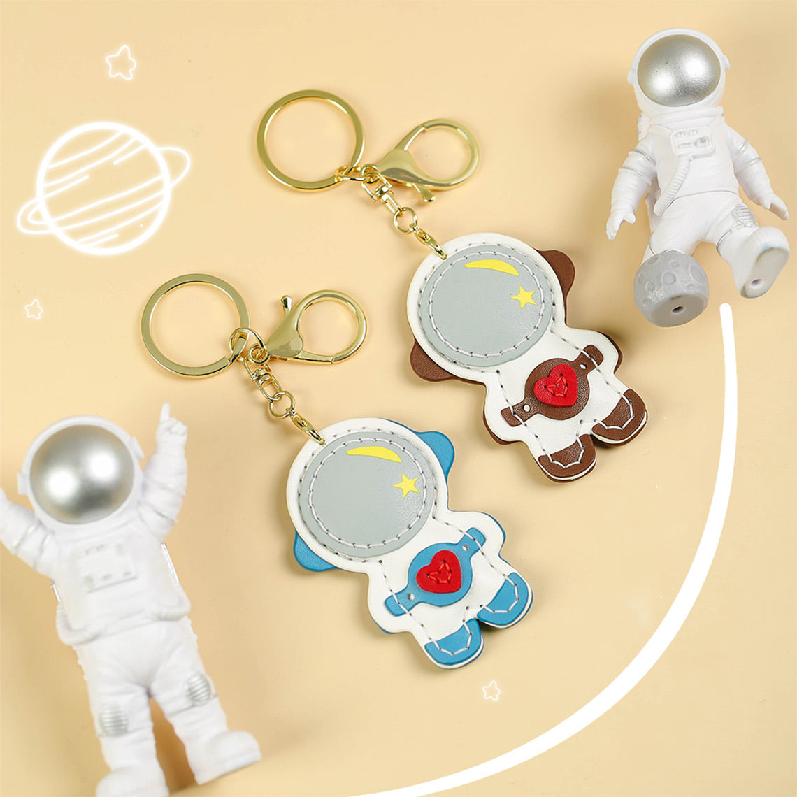 Kit de bricolage porte-clés Spacemen et vaisseau spatial en cuir