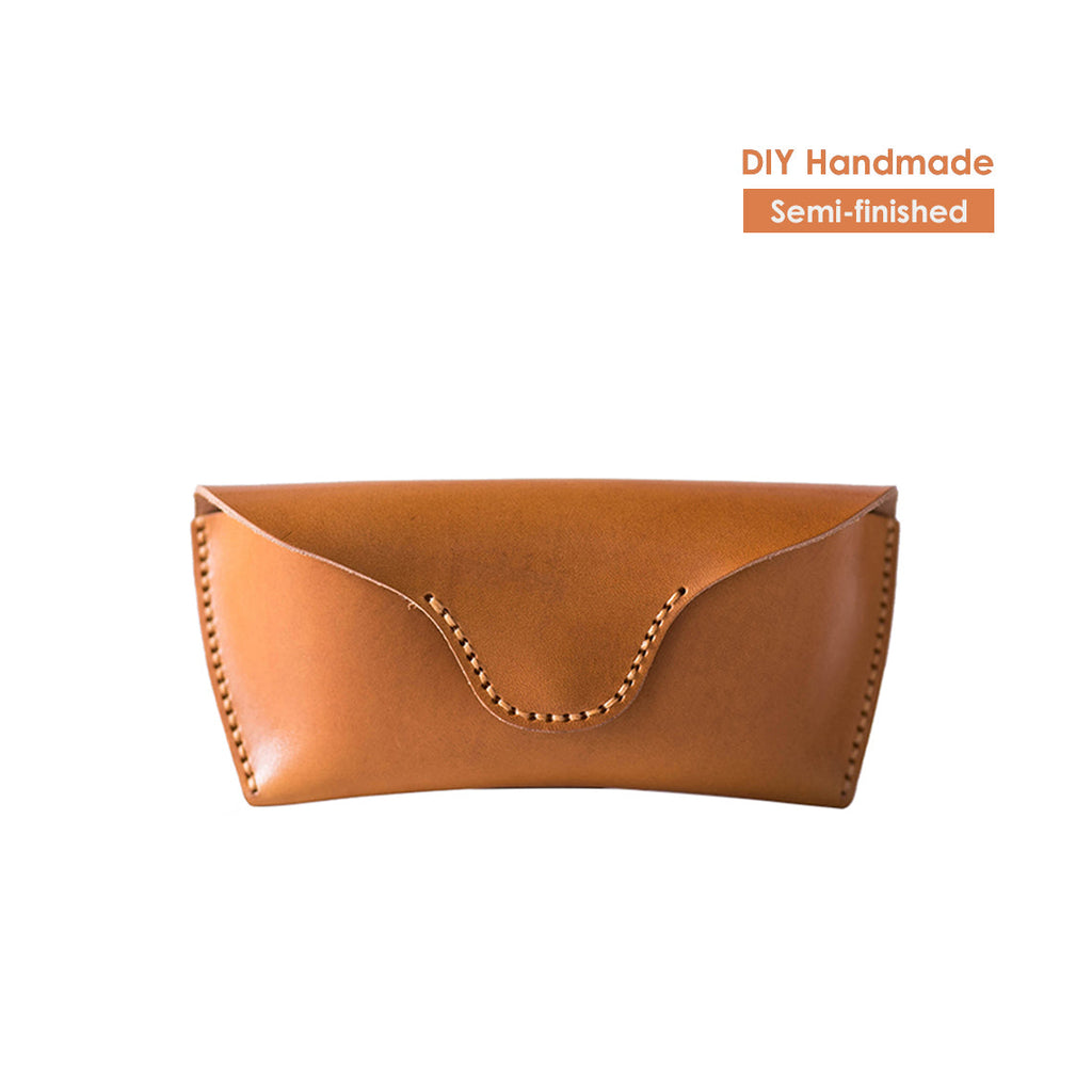 CUCUBIRD Full Grain Leather Eyeglasses Case DIY Kit Vegetable Tanned Leather / Brown 