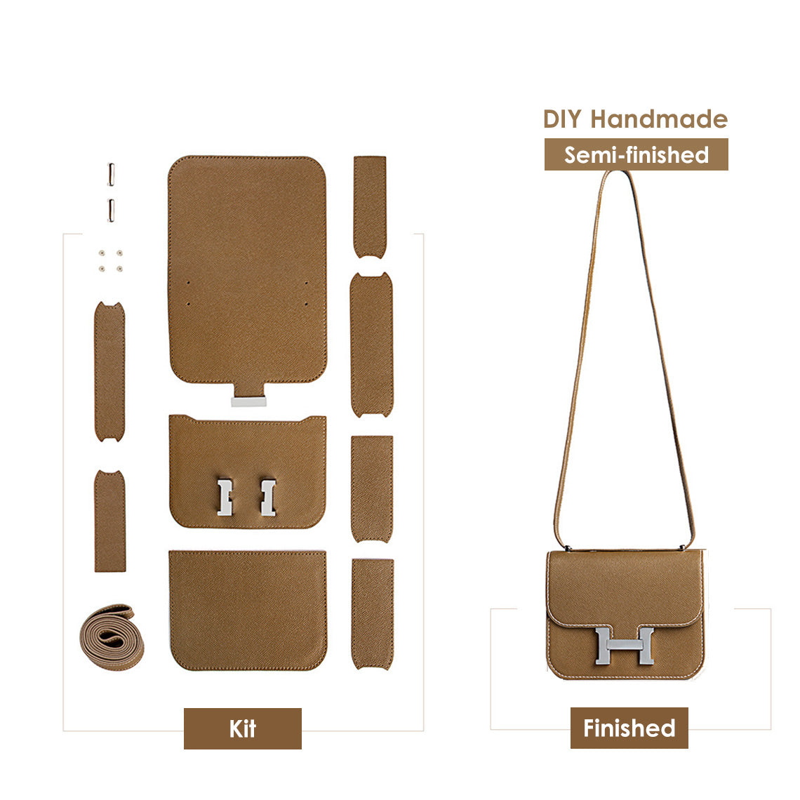 Leder quadratische Tofu Umhängetasche Constance Bag DIY Kit