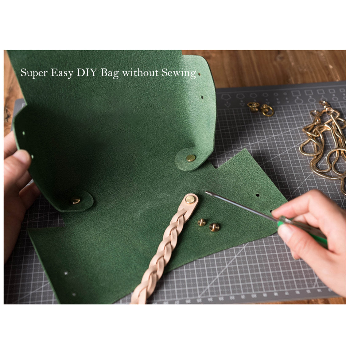 CUCUBIRD Full Grain Leather No Sewing Crossbody Bag DIY Kit  