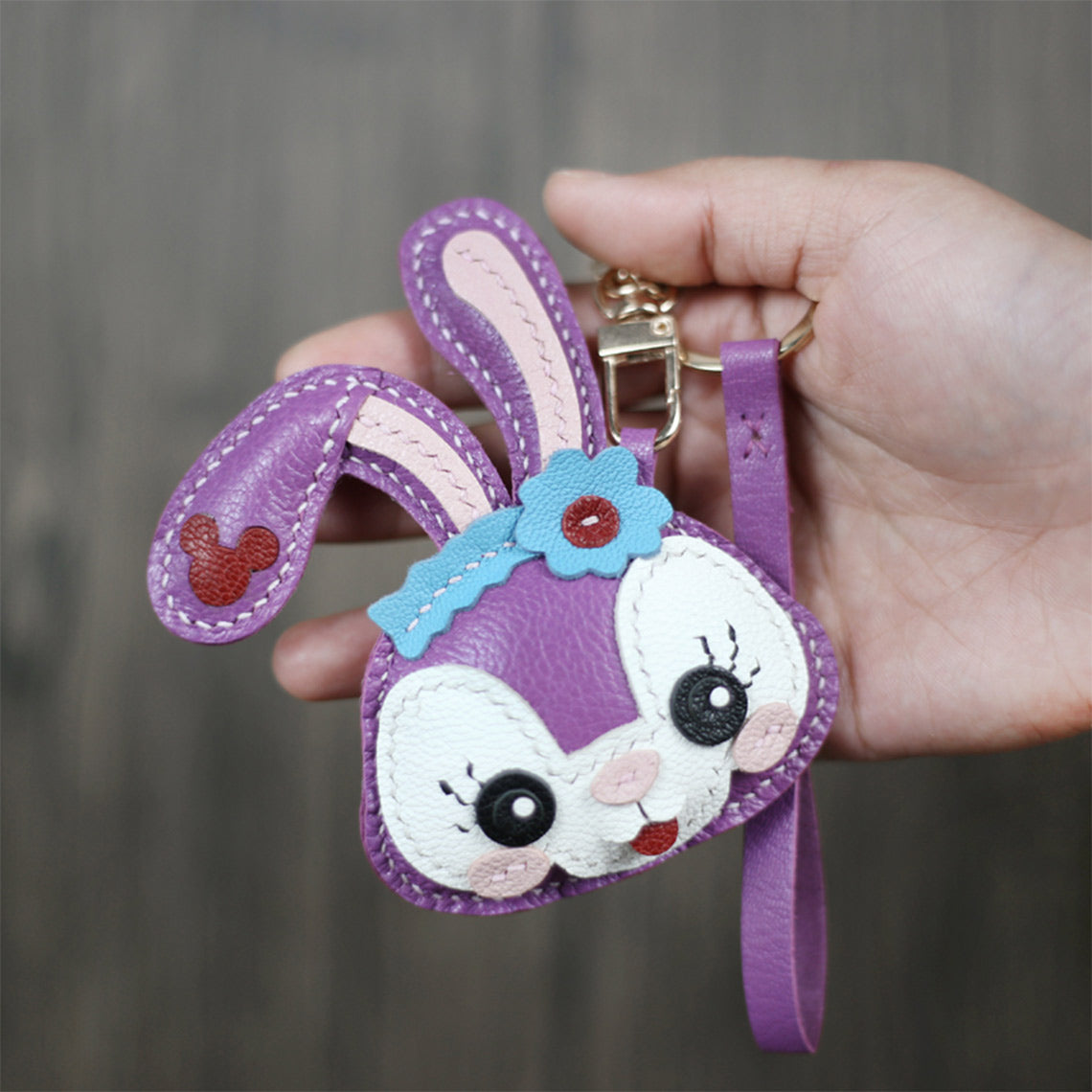 CUCUBIRD Leather Lavender Bunny Keychain DIY Kit  