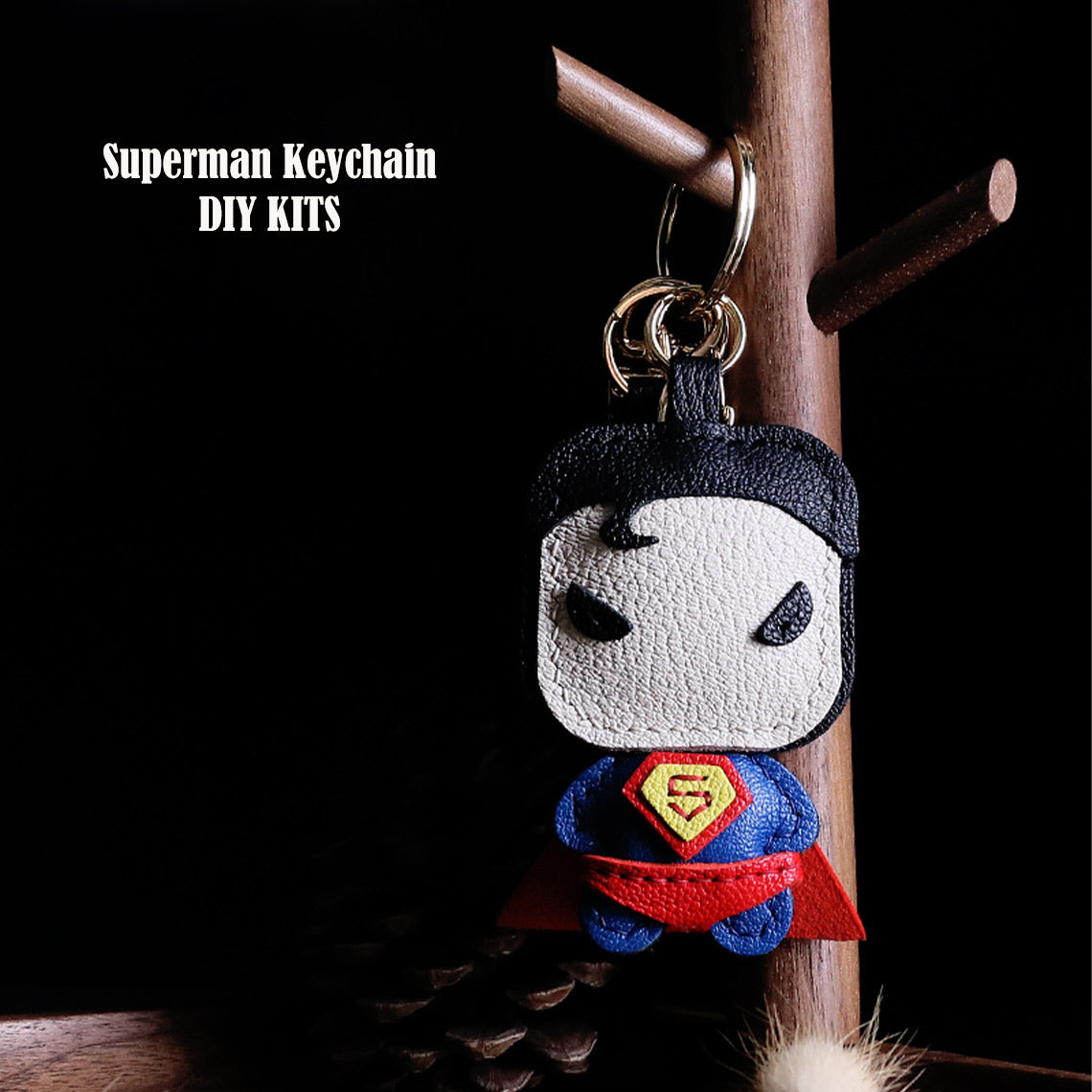 CUCUBIRD Sheep Leather Superman Keychain DIY Kit  